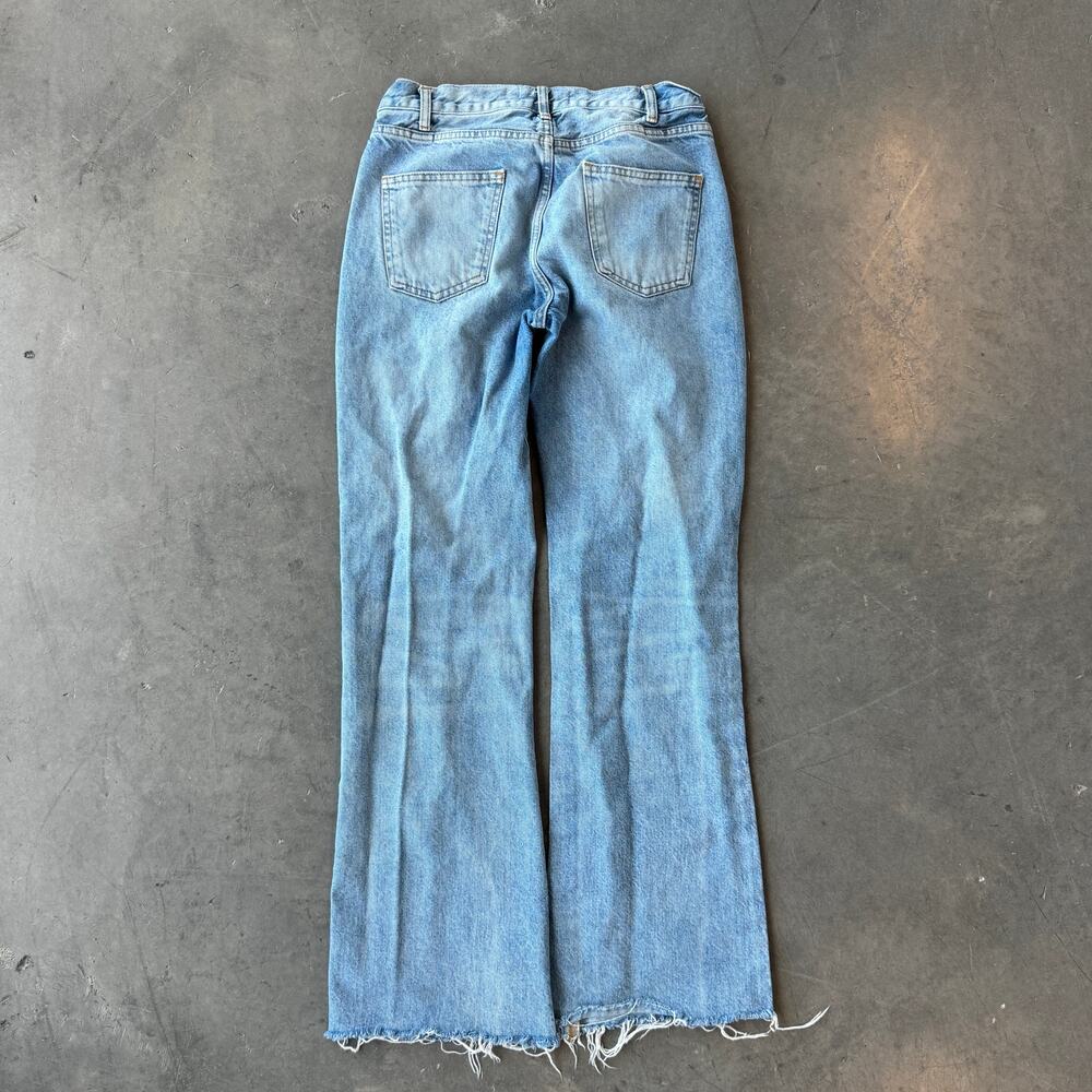 Vintage Y2k Zara Holy Distressed Light Wash Wide Leg Flare Denim Jeans Sz 6 - Picture 2 of 6